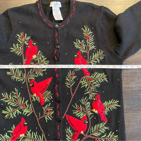 White Stag Vintage Christmas Cardinal Embroidered Cardigan Sweater Size XL - Picture 5 of 8